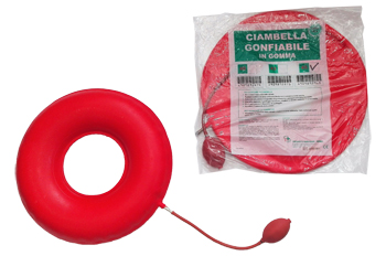 CIAMBELLA GONFIABILE PER INVALIDI IN GOMMA ROSSA TEAM DELUXE CON POMPA 45CM DIAMETRO - FARMACIA33