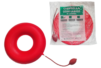 CIAMBELLA GONFIABILE PER INVALIDI IN GOMMA ROSSA TEAM DELUXE CON POMPA 40CM DIAMETRO - FARMACIA33