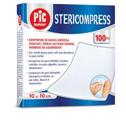GARZA COMPRESSA IDROFILA PIC STERICOMPRESS 10X10 CM 4 BUSTE  25 PEZZI - FARMACIA33