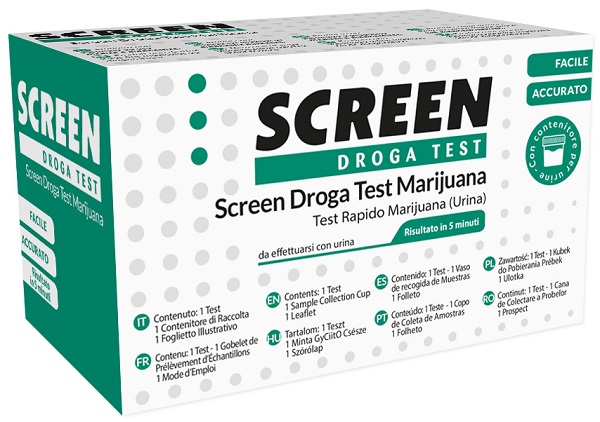 SCREEN DROGA TEST MARIJUANA TEST ANTIDROGA CON CONTENITORE URINA - FARMACIA33