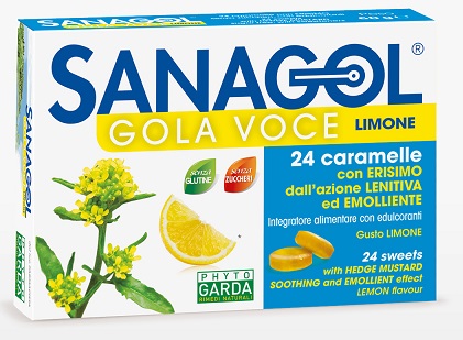 SANAGOL GOLA VOCE SENZA ZUCCHERO LIMONE 24 CARAMELLE - FARMACIA33