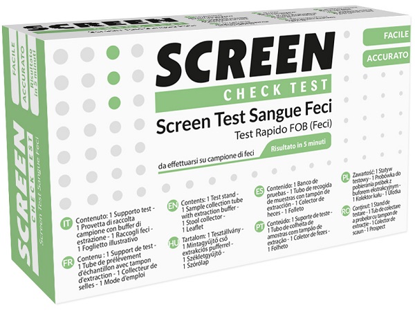 TEST RAPIDO CHE RILEVA LA PRESENZA DI SANGUE OCCULTO NELLE FECI 1 PEZZI SCREEN TEST SANGUE FECI 1 PEZZO - FARMACIA33