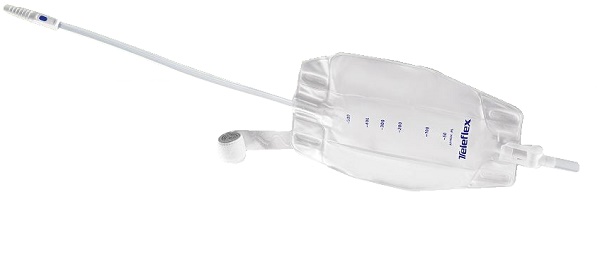 SACCA RACCOGLI URINA DA GAMBA PER INCONTINENZA 3 CAMERE COMFORT 500 ML A BASSO PROFILO IN PVC LATO RIVESTITO TNT CON TUBO DIRITTO 45 CM SENZA PUNTO DI PRELIEVO VARIABILE 8 PEZZI - FARMACIA33