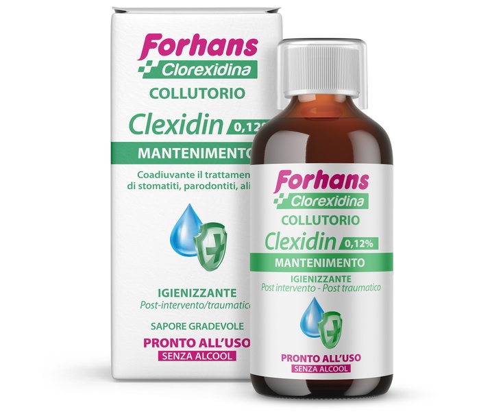 FORHANS COLLUTORIO CON CLOREXIDINA 0,12 CLEXIDIN SENZA ALCOOL 200 ML - FARMACIA33