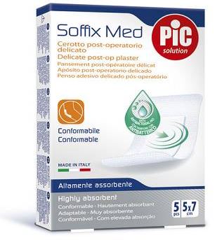 CEROTTO PIC SOFFIX MED IN TNT CON TAMPONE CENTRALE ASSORBENTE STERILE MONOUSO 5X7 CM ANTIBATTERICO 5 PEZZI - FARMACIA33