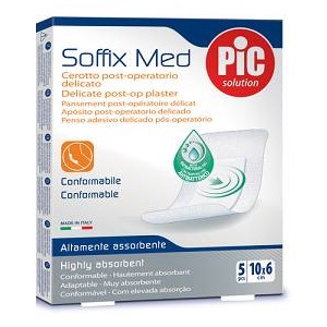 CEROTTO PIC SOFFIX MED IN TNT CON TAMPONE CENTRALE ASSORBENTE STERILE MONOUSO 10X6 CM ANTIBATTERICO 5 PEZZI - FARMACIA33