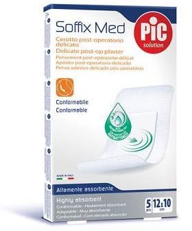 CEROTTO PIC SOFFIX MED IN TNT CON TAMPONE CENTRALE ASSORBENTE STERILE MONOUSO 10X12 CM ANTIBATTERICO 5 PEZZI - FARMACIA33