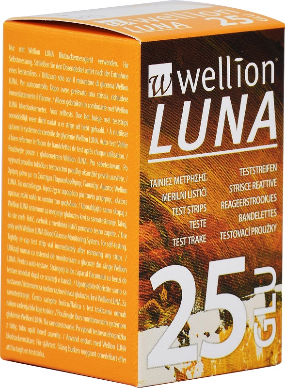 WELLION LUNA 25 STRIPS STRISCE PER MISURAZIONE GLICEMIA - FARMACIA33