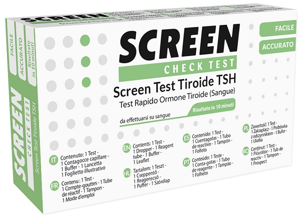 TEST RAPIDO PER L'INDIVIDUAZIONE QUALITATIVA DI ORMONE TIROIDE-STIMOLANTE TSH NEL SANGUE UMANO SCREEN CHECK TEST TIROIDE/TSH - FARMACIA33