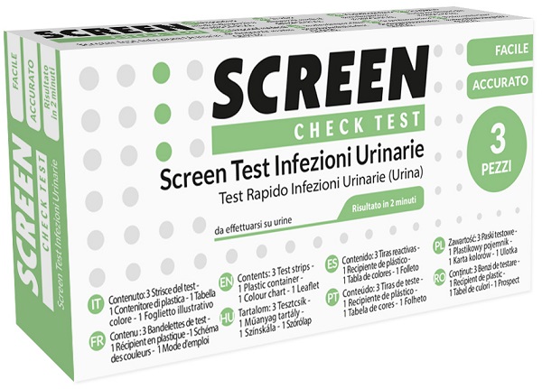 SCREEN TEST LEUCOCITI SANGUE NITRITO E PROTEINA URINA SCREEN TEST INFEZIONI VIE URINARIE 3 PEZZI - FARMACIA33