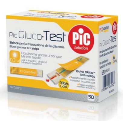 STRISCE MISURAZIONE GLICEMIA PIC GLUCOTEST 50 PEZZI - FARMACIA33