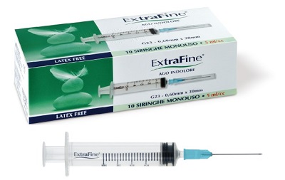 SIRINGA EXTRAFINE 5 ML GAUGE 23 0,60X30MM 10 PEZZI - FARMACIA33