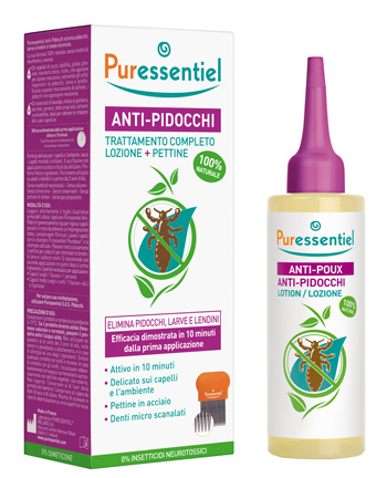 LOZIONE ANTIPIDOCCHI 100 ML + PETTINE PURESSENTIEL - FARMACIA33