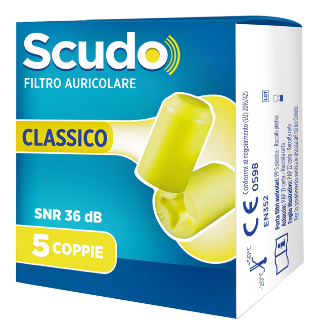 SCUDO FILTRO AURICOLARE CLASSICO SNR 36 DB 7-12MM 5 PAIA - FARMACIA33