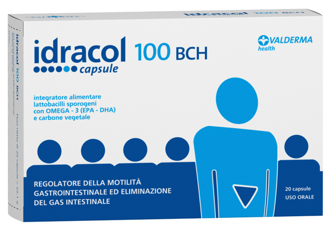 IDRACOL 100 BCH INTEGRATORE ALIMENTARE STIPSI E TRANSITO INTESTINALE ASTUCCIO 20 CAPSULE - FARMACIA33