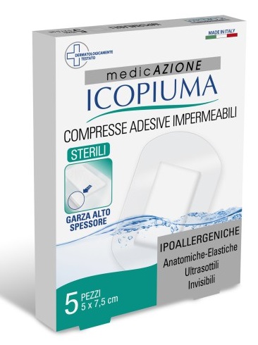 GARZA COMPRESSA ICOPIUMA MEDICATA POSTOPERATORIA 5X7,5 CM 5 PEZZI - FARMACIA33