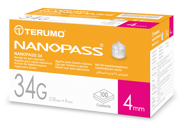 AGO PER PENNA DA INSULINA NANOPASS GAUGE 34 LUNGHEZZA 4 MM 100 PEZZI - FARMACIA33