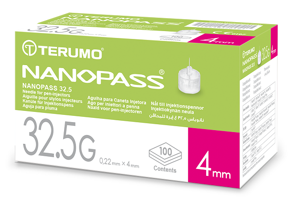 AGO PER PENNA DA INSULINA NANOPASS 32,5 GAUGE LUNGHEZZA 4 MM 100 PEZZI - FARMACIA33