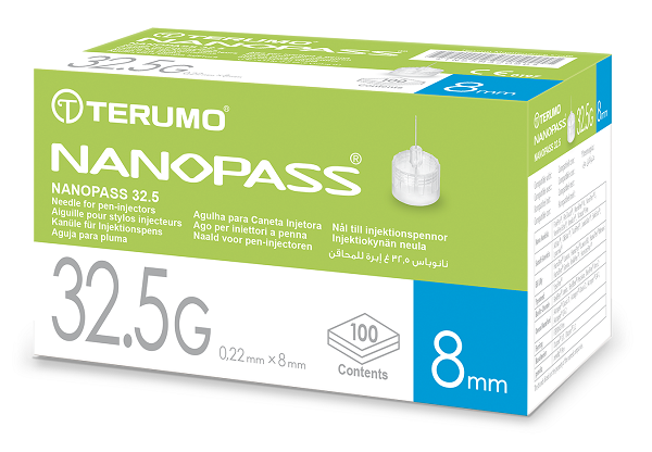 AGO PER PENNA DA INSULINA NANOPASS 32,5 GAUGE LUNGHEZZA 8 MM 100 PEZZI - FARMACIA33