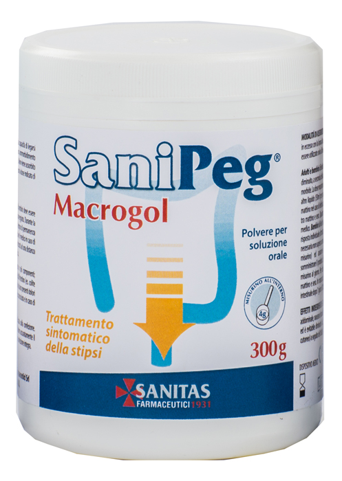 SANIPEG MACROGOL POLVERE PER SOLUZIONE ORALE BARATTOLO 300 G - FARMACIA33