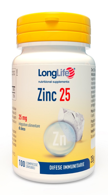 LONGLIFE ZINC 25 MG 100 COMPRESSE DIVISIBILI - FARMACIA33