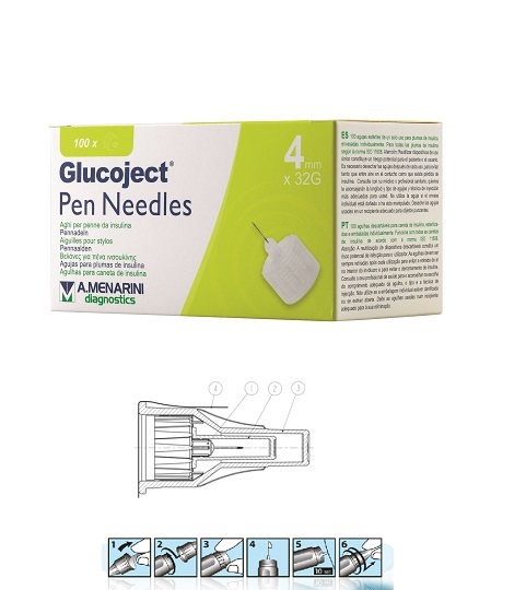 AGO PER PENNA DA INSULINA GLUCOJECT LUNGHEZZA 4 MM GAUGE 32 100 PEZZI - FARMACIA33
