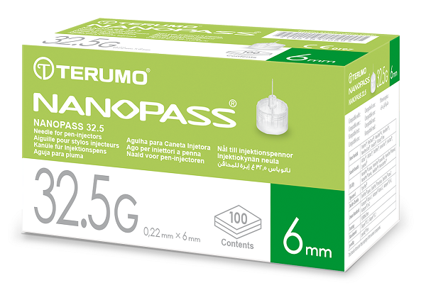 AGO PER PENNA DA INSULINA NANOPASS 32,5 GAUGE LUNGHEZZA 6 MM 100 PEZZI - FARMACIA33