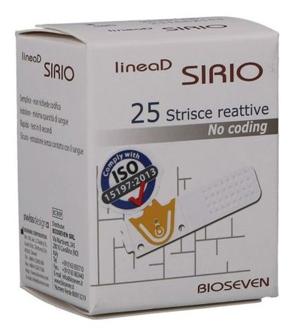STRISCE MISURAZIONE GLICEMIA LINEA D SIRIO 25 PEZZI - FARMACIA33