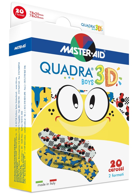 CEROTTO MASTER-AID QUADRA 3D BOYS 20 PEZZI ASSORTITI - FARMACIA33