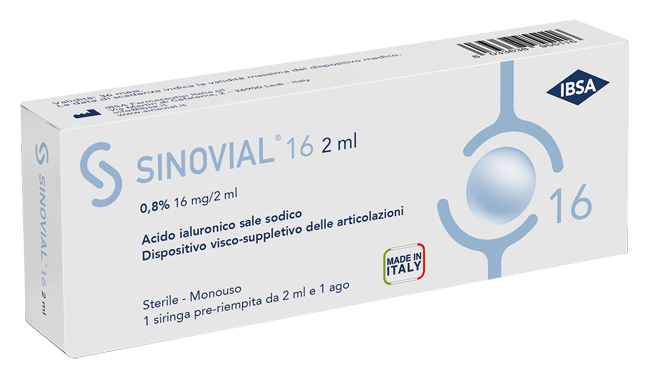SIRINGA INTRA-ARTICOLARE SINOVIAL 16 ACIDO IALURONICO 0,8% 16 MG/2 ML 1 FS + AGO GAUGE 21 1 PEZZO - FARMACIA33