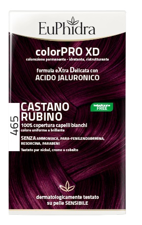 EUPHIDRA COLORPRO XD 465 CAST RUBINO GEL COLORANTE CAPELLI IN FLACONE + ATTIVANTE + BALSAMO + GUANTI - FARMACIA33