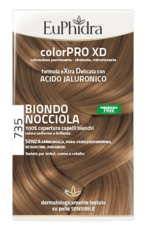 EUPHIDRA COLORPRO XD 735 BIONDO NOCCIOLA GEL COLORANTE CAPELLI IN FLACONE + ATTIVANTE + BALSAMO + GUANTI - FARMACIA33