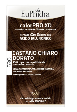 EUPHIDRA COLORPRO XD 530 CASTANO CHIARO DORATO GEL COLORANTE CAPELLI IN FLACONE + ATTIVANTE + BALSAMO + GUANTI - FARMACIA33