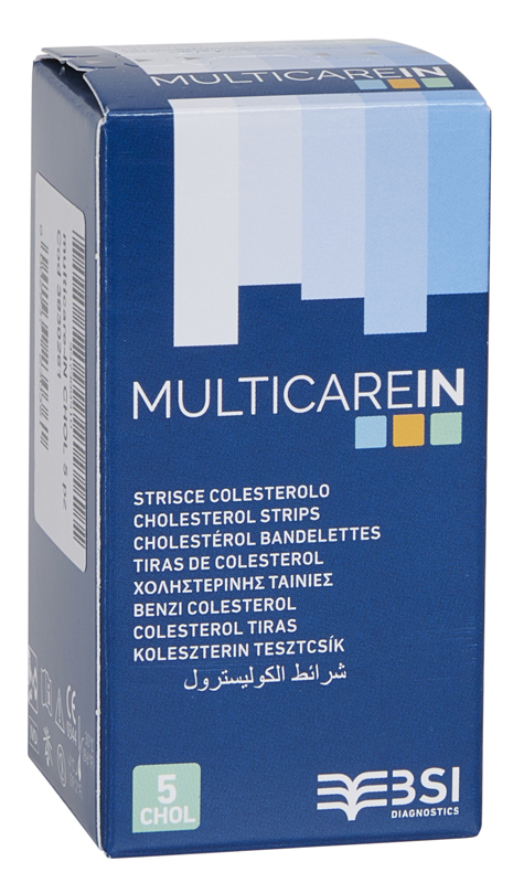 TEST COLESTEROLEMIA MULTICARE IN COLESTEROLO IN STRISCE CON ASPIRAZIONE CAPILLARE 5 PEZZI - FARMACIA33