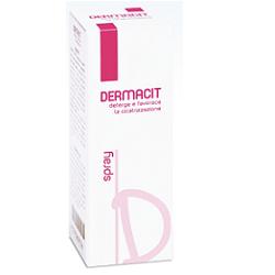 DERMACIT SPRAY FLACONE CILINDRICO IN PE BIANCO CON TASTO EROGATORE SPRAY IN PP BIANCO E CAPPUCCIO SALVATASTO TRASPARENTE,DISPOSITIVO MEDICO 1 PZ - FARMACIA33