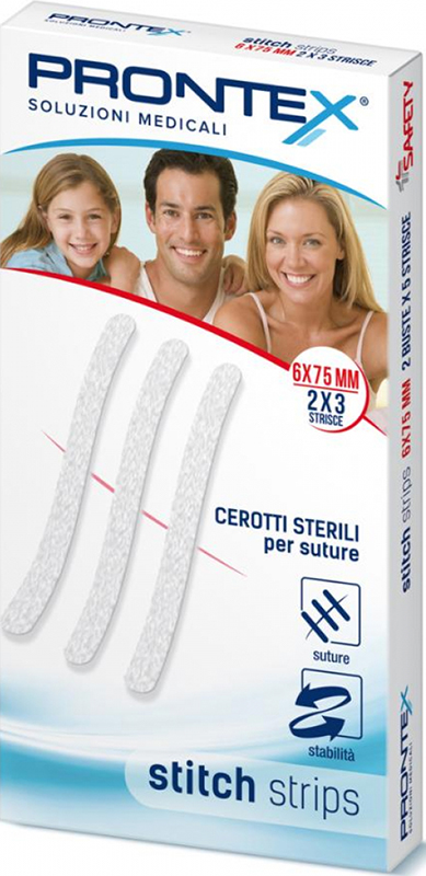PRONTEX STITCH STRIPS 6X75 10 PEZZI - FARMACIA33