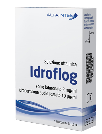 SOLUZIONE OFTALMICA IDROFLOG A BASE DI IALURONATO DI SODIO E IDROCORTISONE SODIO FOSFATO 15 FLACONCINI DA 0,5 ML - FARMACIA33