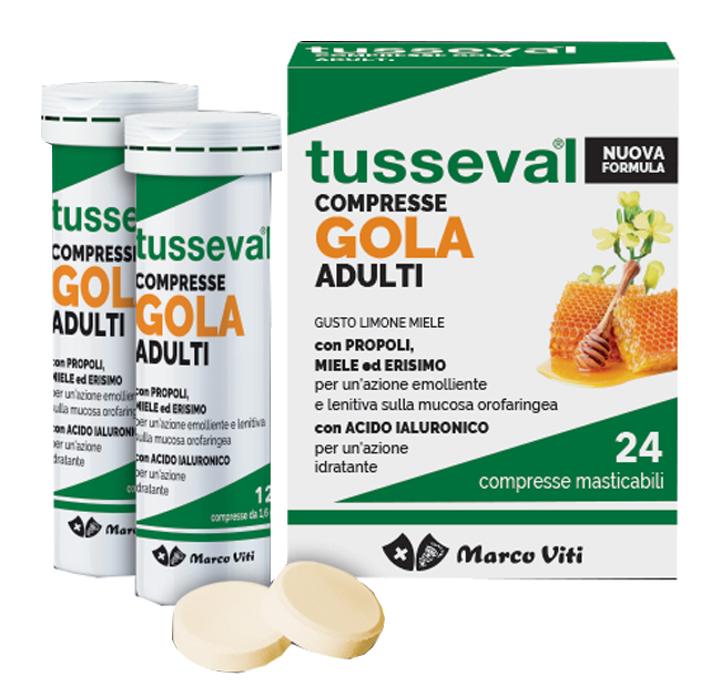 TUSSEVAL GOLA ADULTI 24 COMPRESSE - FARMACIA33
