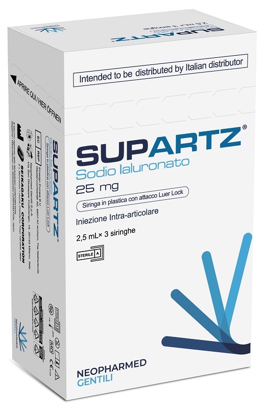 SIRINGA PRERIEMPITA INTRA-ARTICOLARE SUPARTZ ACIDO IALURONICO 25 MG 2,5 ML 3 PEZZI - FARMACIA33