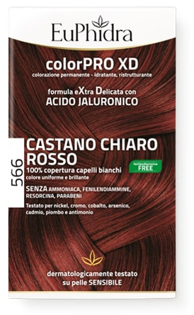 EUPHIDRA COLORPRO GEL COLORANTE CAPELLI XD 566 CASTANO CHIARO ROSSO 50 ML + ATTIVANTE + BALSAMO + GUANTI - FARMACIA33