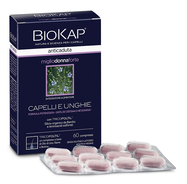 BIOKAP ANTICADUTA MIGLIO DONNA FORTE CON TRICOFOLTIL 60 COMPRESSE - FARMACIA33