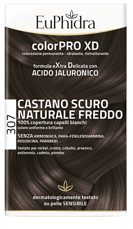 EUPHIDRA COLORPRO XD 307 CASTANO SCU NATURALE F COLORE + ATTIVANTE + BALSAMO + CUFFIA + GUANTI - FARMACIA33