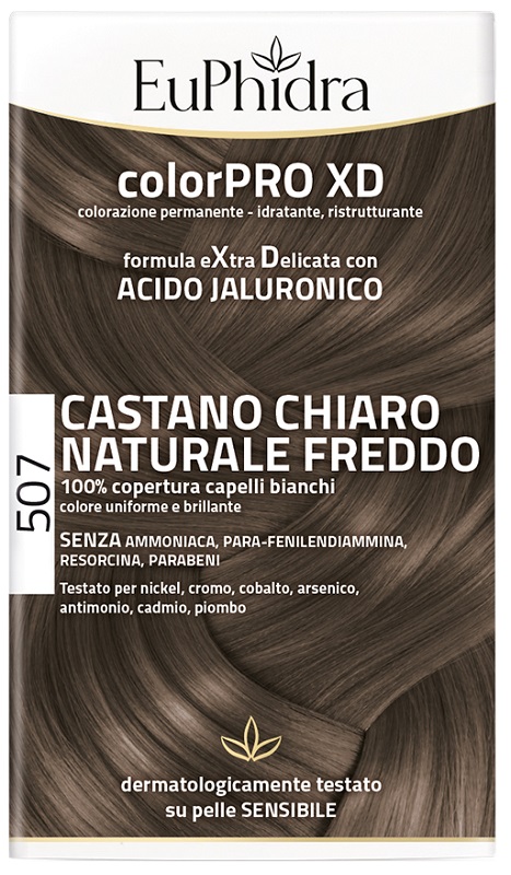 EUPHIDRA COLORPRO XD 507 CASTANO CHIARO NATURALE F COLORE + ATTIVANTE + BALSAMO + CUFFIA + GUANTI - FARMACIA33