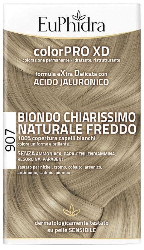 EUPHIDRA COLORPRO XD 907 BIONDO CHIARO MOGANO NATURALE F COLORE + ATTIVANTE + BALSAMO + CUFFIA + GUANTI - FARMACIA33