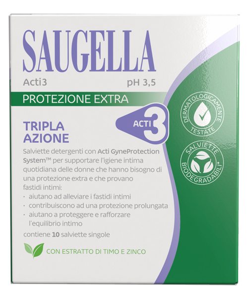 SAUGELLA ACTI3 SALVIETTINE 10 PEZZI - FARMACIA33