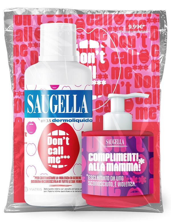 SAUGELLA BUNDLE DERMOLIQUIDO DON'T CALL ME 1 SAUGELLA DERMOLIQUIDO 500 ML CON ETICHETTA EDIZIONE LIMITATA + 1 MINISIZE SAMPLE CON PUMP 150 ML - FARMACIA33