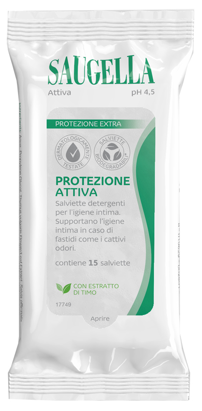 SAUGELLA ATTIVA SALVIETTINE 15 PEZZI - FARMACIA33