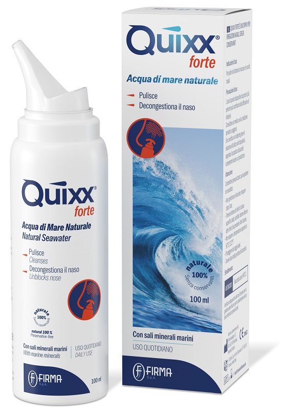 SOLUZIONE SPRAY PER IRRIGAZIONI NASALI QUIXX FORTE ACQUA MARINA IPERTONICA 100 ML - FARMACIA33