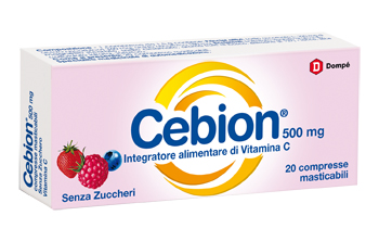 CEBION MASTICABILE SENZA ZUCCHERO VITAMINA C 500 MG 20 COMPRESSE - FARMACIA33