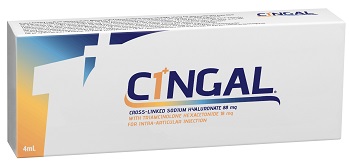 SIRINGA PRERIEMPITA INTRA ARTICOLARE CINGAL 4 ML 22MG/ML ACIDO RETICOLATO CON 4,5 MG/ML TRIAMCINOLONE ESACETONIDE - FARMACIA33